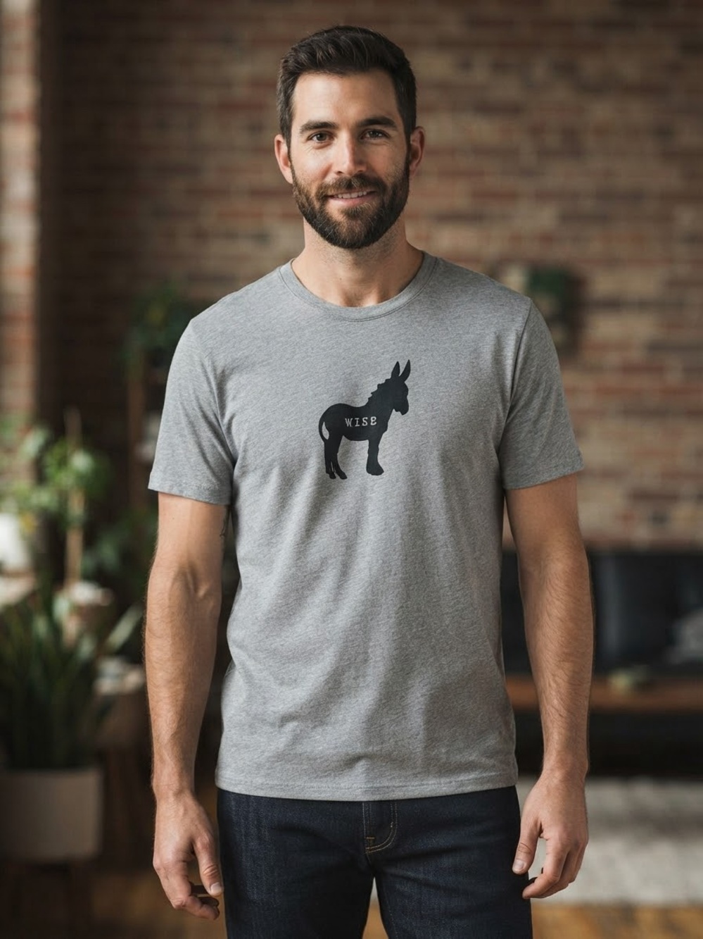 PRANA Wise Ass Journeyman Graphic Tee L 20.5” p2p Heather Gray EUC